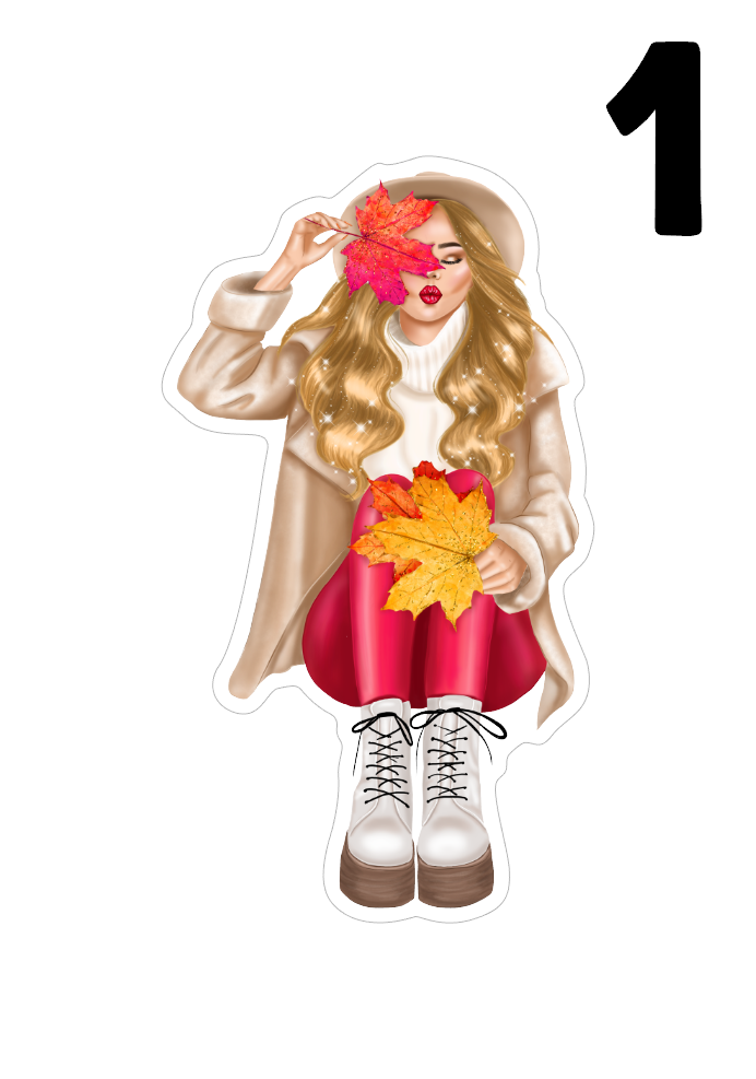 vaaleahiuksinen nainen tarrasetissä